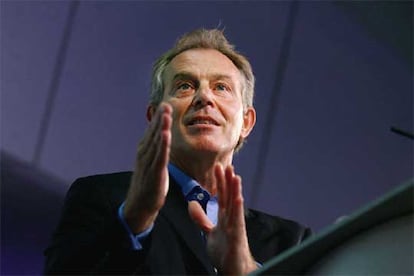 El primer ministro britnico, Tony Blair, en un momento de su conferencia ayer en Londres.