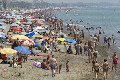 Beach at Torremolinos near M&aacute;laga.