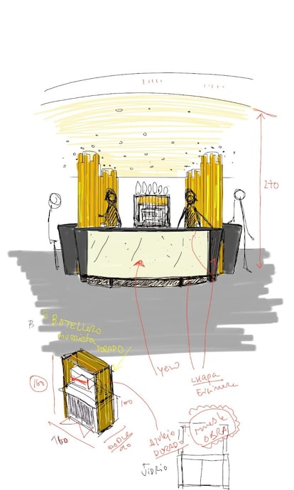 Dibujo original Luis Galliussi: otra de las barras que tendrá el restaurante tras la reforma.