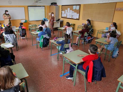El primer día de clase, el pasado septiembre, en un colegio de Oviedo.