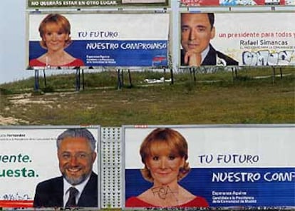 Carteles electorales en la Comunidad de Madrid.