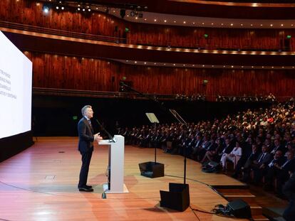 Mauricio Macri habla en Buenos Aires durante la inauguraci&oacute;n de la presidencia temporal de Argentina en el G-20.