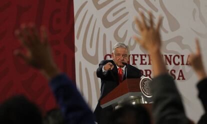 López Obrador, durante una rueda de prensa.