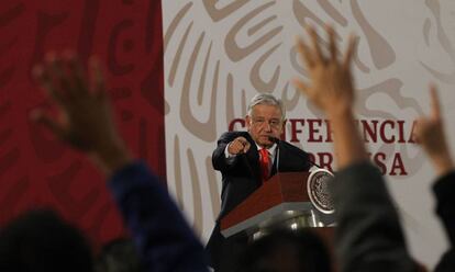 López Obrador, durante una rueda de prensa. 