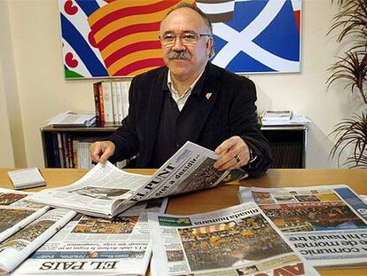 Josep Lluís Carod Rovira, antes de la conferencia de prensa sobre la manifestación del pasado sábado.
