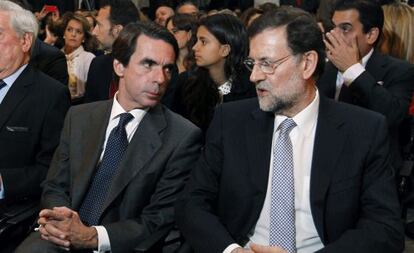Aznar el pasado mi&eacute;rcoles en un acto de FAES con Rajoy.