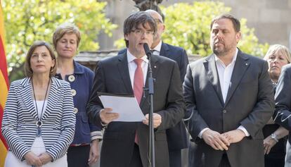 Carles Puigdemont, durant l&#039;anunci de la data i la pregunta. 