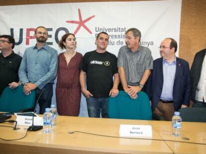 Els participants, ahir, en el debat de la Universitat Progressita d'Estiu.