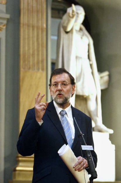 El presidente del PP, Mariano Rajoy, en el Senado.