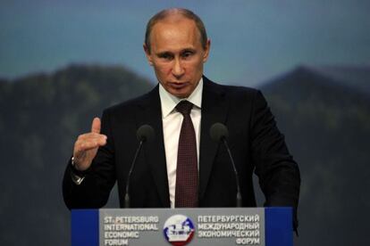 Vladimir Putin durante su discurso en el Foro Económico de San Petesburgo