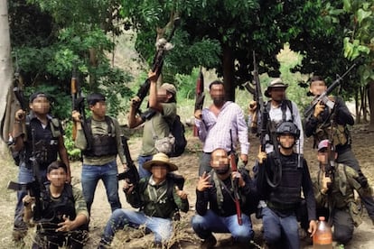 Members of the Sinaloa cartel in a photograph included in the book 'Sicario Warfare.'