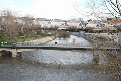 Vista del río Manzanares a su paso por Madrid Río, este miércoles.