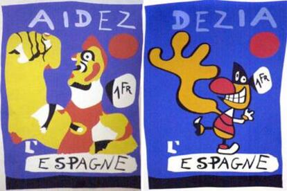 Diseño de ayuda a la República Española de Joan Miró, de 1937, izquierda, y la versión actual realizada por Mariscal.