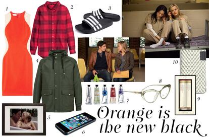 Piper, Alex y Larry. Para Piper: 1. Stella McCartney Vestido. 3. Adidas Chanclas para la ducha. 6. Iphone 5s. 7. L'Occitane Conjunto de cremas. Para alex: 2. H&M Camisa. 8. Paloma Picasso Gafas de ver (Gafavintage.com). Para Larry: 4. Topman Parka. 5. Ikea Marco de fotos. 9. Kate Space Lápices. 10. Triple C Diario.