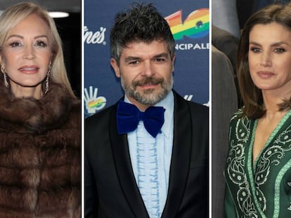 De izquierda a derecha: Carmen Lomana, Nacho Guerreros y la reina Letizia.