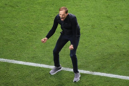 Thomas Tuchel, entrenador del Chelsea celebra la victoria de su equipo durante la final de la Liga de Campeones de la UEFA.