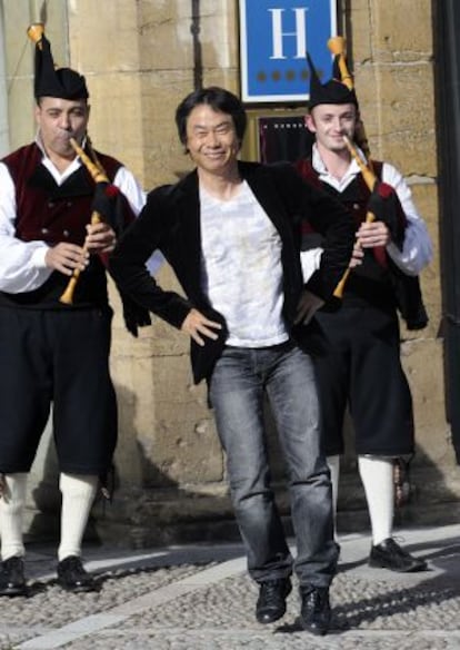 Shigeru Miyamoto, en su llegada a Oviedo, donde hoy recoge el Premio Príncipe de Asturias de Comunicación.