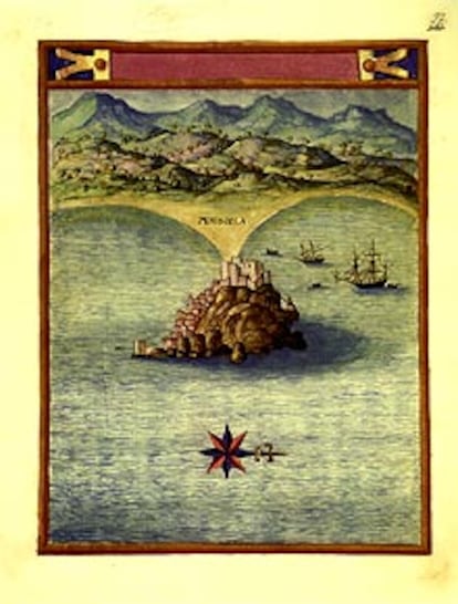 Página de Peñíscola en el atlas de Pedro Texeira, de 1634.