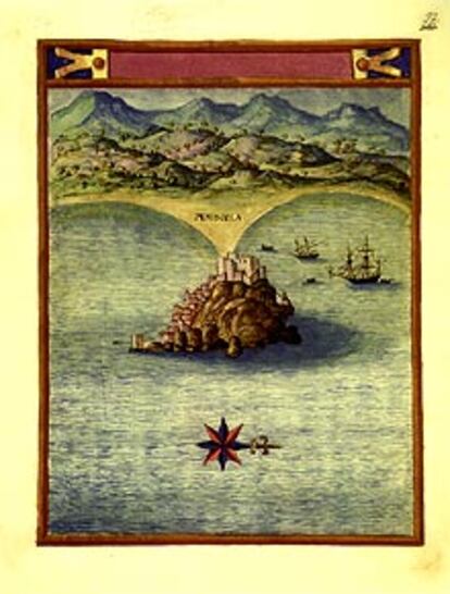 Página de Peñíscola en el atlas de Pedro Texeira, de 1634.