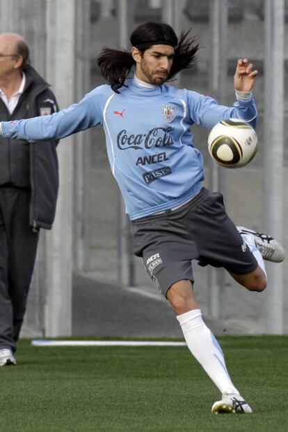 Abreu, ayer durante la sesión preparatoria de Uruguay.