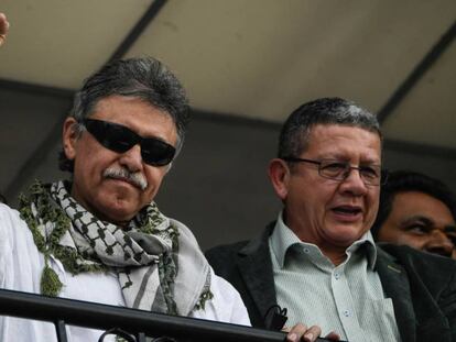 El exguerrillero Jesús Santrich este jueves en Bogotá, Colombia.