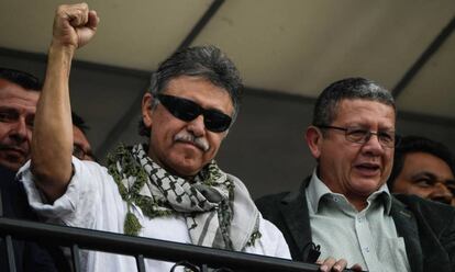 El exguerrillero Jesús Santrich este jueves en Bogotá, Colombia.