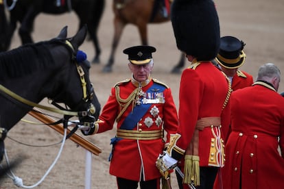 King Charles III upon his arrival at the Trooping the Color parade, this Saturday in London. 