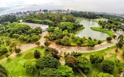 Vista aérea do Parque Ibirapuera, na zona sul da cidade.