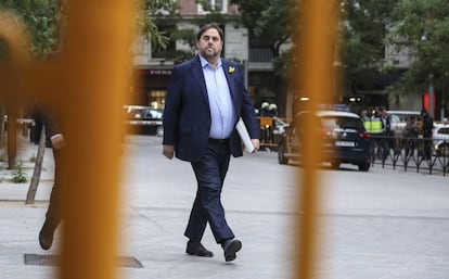 El exvicepresidente de la Generalitat, Oriol Junqueras, llega a la Audiencia Nacional el 1 de noviembre de 2017.