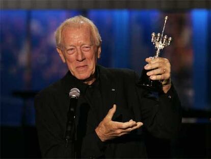 Max von Sydow, ayer en San Sebastián tras recibir el Premio Donostia.