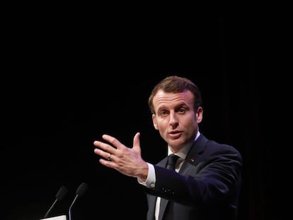 El presidente francés, Emmanuel Macron, en Angulema, el pasado 30 de enero. 