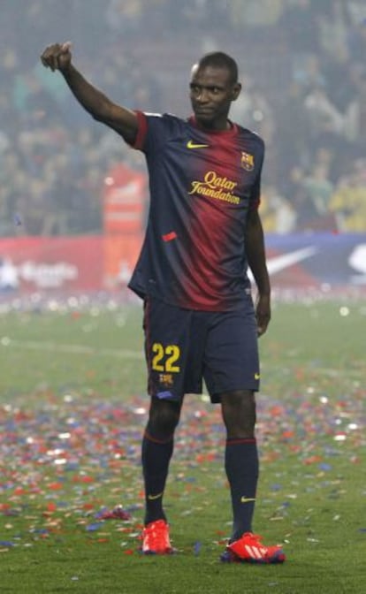 Abidal, durante la celebración del título de Liga.