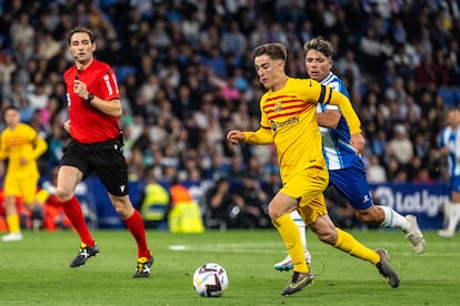 Gavi, en un momento del partido contra el Espanyol.