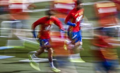 Entrenamiento de La Roja antes del partido contra Israel.