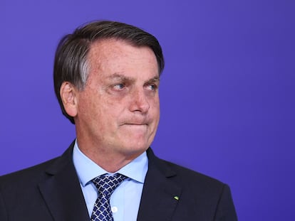 El presidente brasileño, Jair Bolsonaro, este lunes en Brasilia.