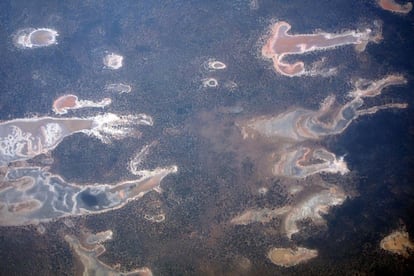 Salt pans and dams are scattered across drought effected farmland in Western Australia, November 12, 2015. A pioneering Australian scheme to improve the management of water in the world's driest inhabited continent is facing its first real test as an intensifying El Nino threatens crops and builds tensions between farmers and environmentalists. An El Nino, a warming of sea-surface temperatures in the Pacific, is already causing drought and other extreme weather, affecting millions of people across parts of the world, and experts warn that the intensifying weather pattern could emerge as one of the strongest on record.     REUTERS/David Gray