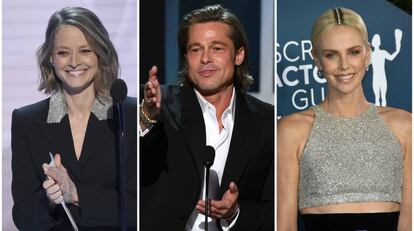 Los actores Jodie Foster, Brad Pitt y Charlize Theron.