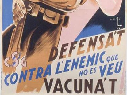 Cartell de Martí Blas d'una campanya de vacunació durant la Guerra Civil.