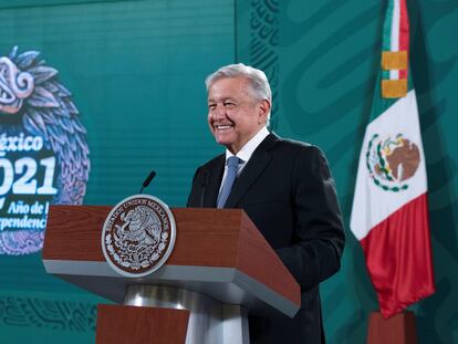 El presidente Andrés Manuel López Obrador, este viernes en el Palacio Nacional.