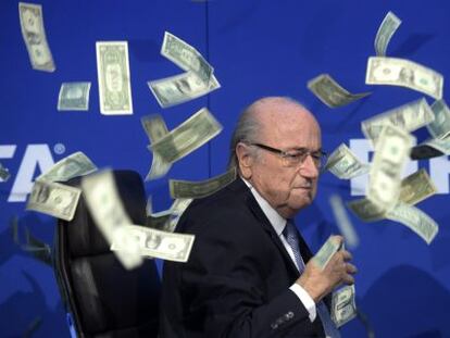 Blatter, en una rueda de prensa en julio de este a&ntilde;o..