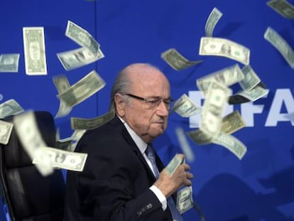 Blatter, en una rueda de prensa en julio de este a&ntilde;o..