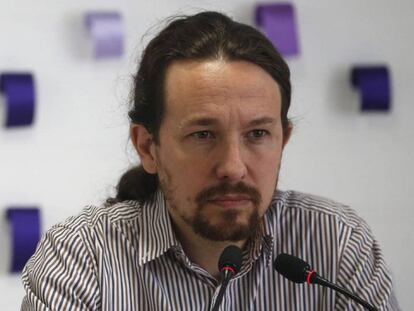 Pablo Iglesias, en la sede de Podemos.