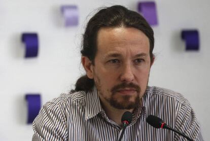 Pablo Iglesias, en la sede de Podemos.