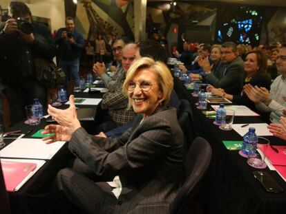 Rosa Díez, antes del inicio del Consejo Político.