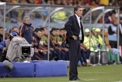 Carlos Queiroz, durante el partido de octavos del Mundial de Sudáfrica ante España