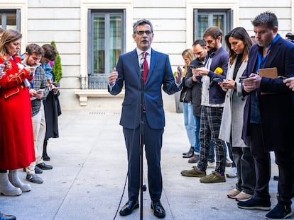 Félix Bolaños, ministro de la Presidencia y de Justicia, el pasado jueves en el Congreso.