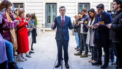 Félix Bolaños, ministro de la Presidencia y de Justicia, el pasado jueves en el Congreso.