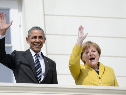 Barack Obama y Angela Merkel, este domingo en Hannover.