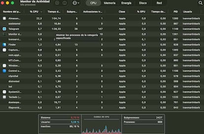 Consumo de recursos del portátil MacBook Neo