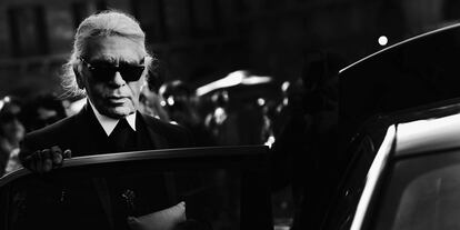 Karl Lagerfeld, durante la Conferencia Internacional del Lujo celebrada en Florencia en 2015.